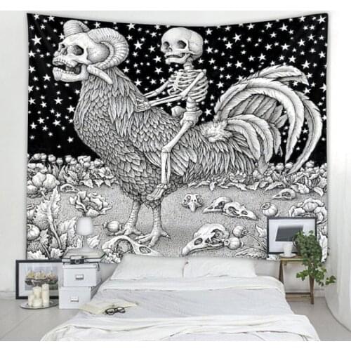 Skull tapestry mandala bohemian tapestry art deco style blanket curtains hanging in the bedroom at home bohemian hippie tapestry