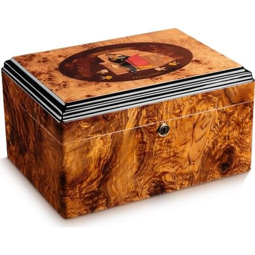 Cedar Wood Cigar Humidor Box Yellow Moisturizing Humidor Cabinet Cigar Case With Hygrometer Humidifier HH-1904