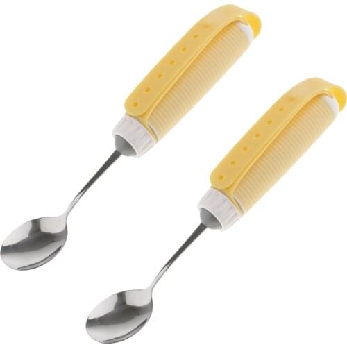 Flexible 360° Rotating Swivel Spoon Utensil Eating Aids with Portable Strap Handle for Disabled, Elders, Children (2 Pack)