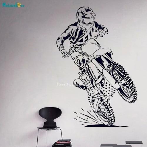 Muddy Road Motocross Wall Decals Dirt Bike Home Decor Removable Bedroom Sticker Extreme Sport Racing Murals YT2887