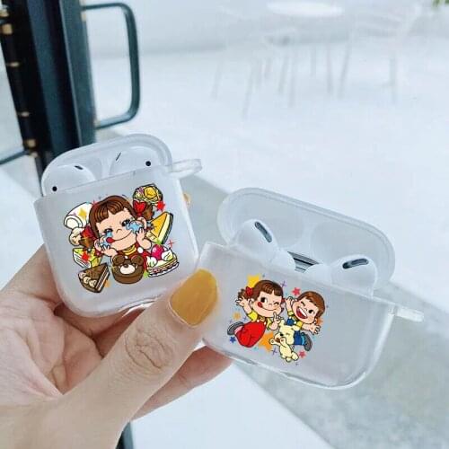 Cartoon Peko Milky Girl Boy Sweet TPU silicone Bluetooth Airpod Case For Airpods 1 Airpods 2 Airpods pro soft cover