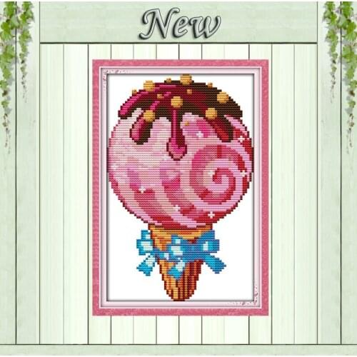 Ice cream dessert sugar home wall Decor foods Pattern print on fabric DMC 11CT 14CT Cross Stitch kits,needlework Sets embroidery