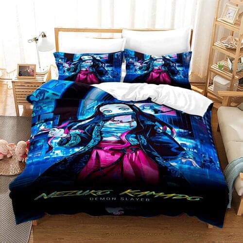 Demon Slayer Bedding Set Single Twin Full Queen King Size Demon Slayer Bed Set Children Kid Bedroom Duvetcover Sets 3D Print 024