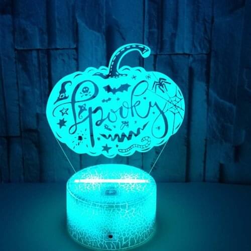 New Halloween Pumpkin 3d Night Light Led Touch Colorful Night Lamp 7 Color Bed Room Light Table Decoration Led Lamp