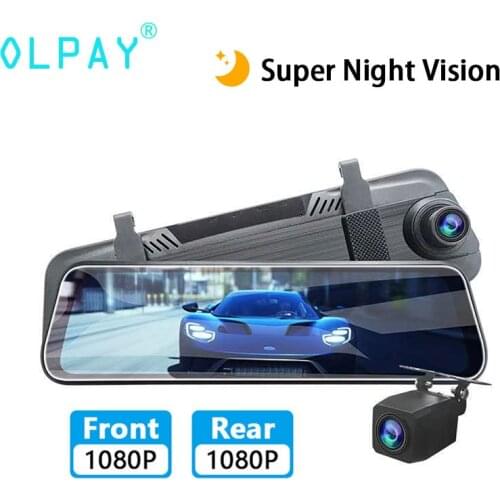 OLPAY 10inch Mirror 1080P Full HD Car DVR Stream Media Super Night Vision Touch Screen Car Camera dash cam Parking Mode recorder