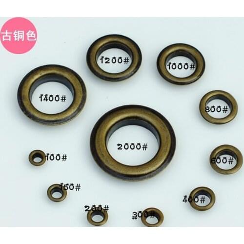 100sets/lot Innder diameter:10/12/14/17/20mm pure copper eyelets for bags garment eyelets no rust bronze color free shipping