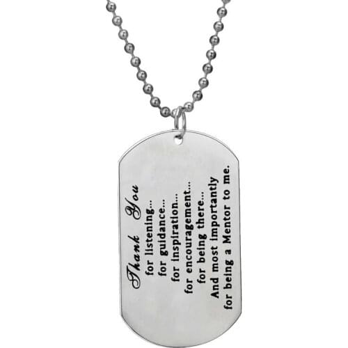 Thank You For Listening For Guidance Necklace Stainless Steel Dog Tag Pendant Dad Daddy Mom Mommy Teachers Thanksgiving Gift Hot