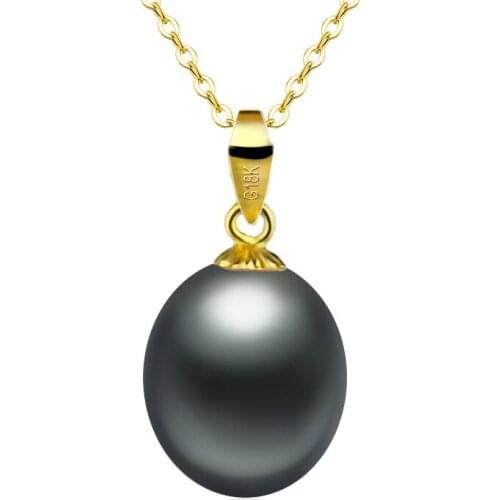 XF800 18K Gold Pearl Necklace Pendant Black Pearl Jewelry Natural Freshwater AU750 Wedding Party Gift For Women Girl [D2211]