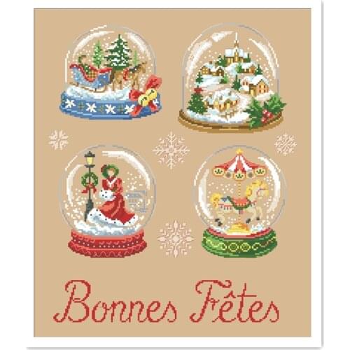 The scenery in glass ball cross stitch package 18ct 14ct 11ct flaxen linen cotton thread embroidery DIY handmade needlework