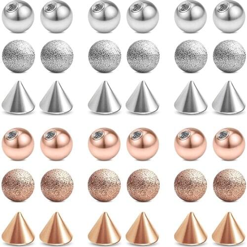 Piercing ball 14g navel nipple ring replacement ball for industrial barbell tongue perforation part external thread surgical