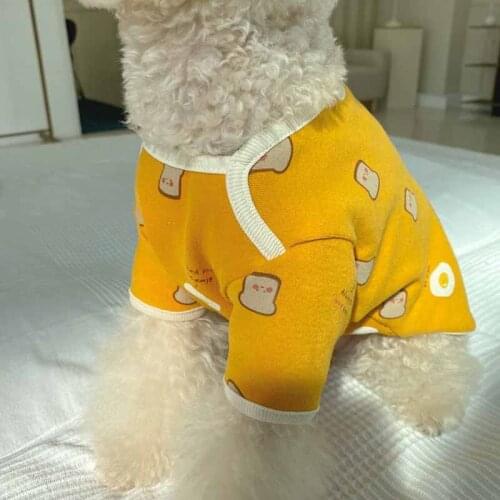 Ins autumn and winter toast bread warm dog home clothes comfortable velvet cotton pet clothes warm sweater