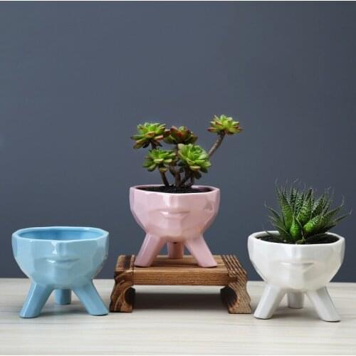 Creative Ceramic Flower Pot Cartoon Planter Succulent Plants Bonsai Cactus Pot Garden Landscape Decor Flower Pot