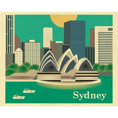 Vintage Australian Sydney Harbour Australia Travel Photo Art Film Print Silk Poster for Your Home Wall Decor 24x36inch