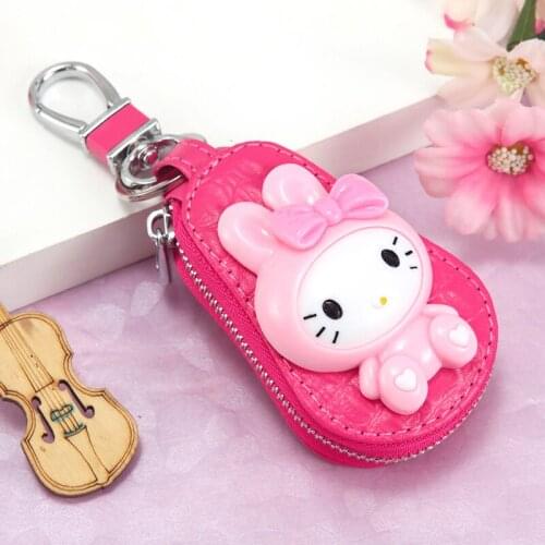 Girl Heart High-End Cute Leather Car Key Case Female Korean Creative Cute Car Key Case Lady Key Waist Hanging