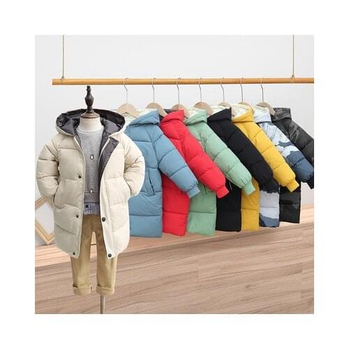 Boys Girls Winter Coats Hooded Children Winter Jackets Thick Long Coat for Kids Warm Outerwear Baby Snowsuit Overcoat Clothes
