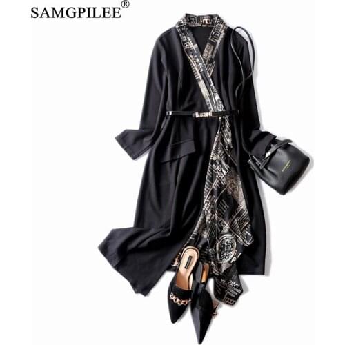 Winter Clothes For Women 2020 Casual Dress A-line Patchwork Wrist Sleeve Sashes Vestido Casual Empire V-neck Elegant Dresses 4XL