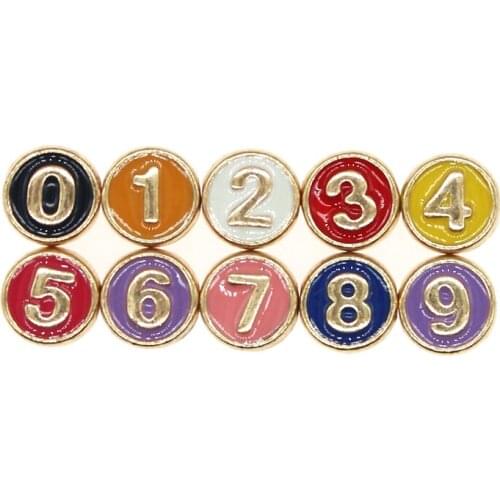 10pcs/lot mixing 8mm Numbers 0-9 Metal Spacer Beads Letter Oval Alphabet Enamel charms For Jewelry Making DIY Finding XL1025