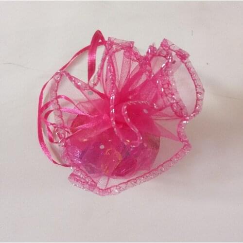 500pcs diameter 26cm rose red Round Sachet Organza Bag Drawstring jewelry packaging bags for Wedding/gift/food/candy/Christmas