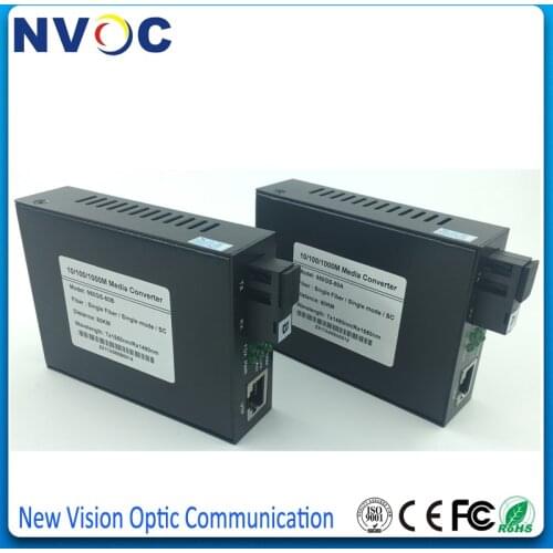 60KM 1000M Singlemode Single Fiber 1490/1550nm SC/UPC Gigabit Media Converter Fiber Optic Converter