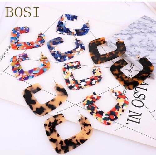 Acrylic Earrings 2019 Women Acetate Bohemian leopard long Earing C Shape Pendant Statement Fashion Jewelry luxury Jewelry cc New