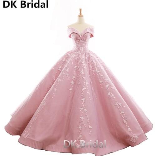 Sweetheart Flowers Ball Gown Quinceanera Dresses 2019 Luxury Off The Shoulder Appliques Debutante Dress for Vestido de 15 anos