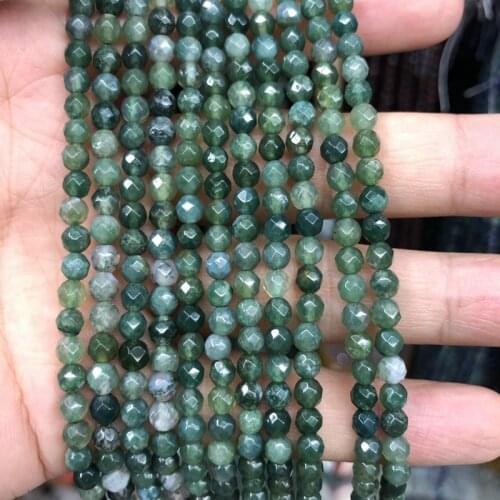 Natural Indian Moss Agat e Beads, Faceted Stone Beads 4mm 6mm 8mm 10mm 12mm Gem Stone Jewelry beads,1of 15"strand