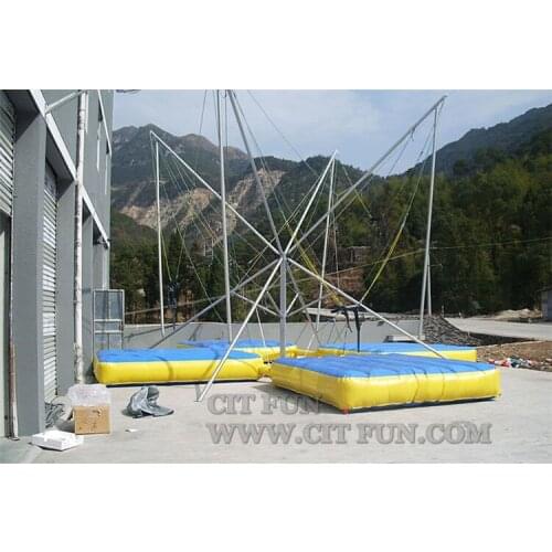 Expoted to USA 4 Cord Equipment Trailer Bungee Trampoline Children Jumping Inflatable Mobile Trampoline for Sale