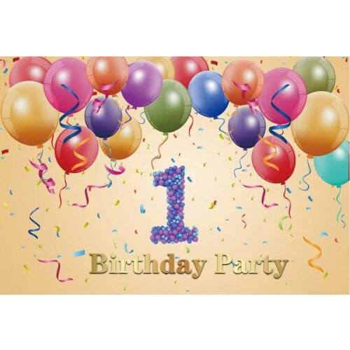 Happy 1st Birthday Party Backdrop Colorful Balloon Photography Background Holiday Celebration Photo Booth Studio Decor