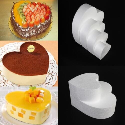 4/6/8/10 inch Round/Heart Cake Foam Mould Polystyrene Styrofoam Cake Practice Supplies Dummy Model Kitchen Accessories Cake Tool