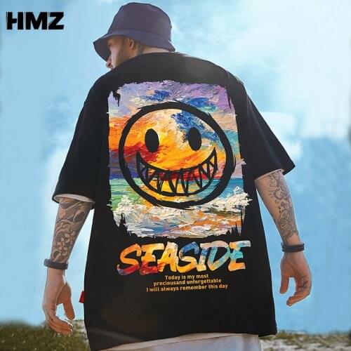 HMZ Tshirt Streetwear Men Loose Clothes Summer T Shirt Men Harajuku Punk Short Sleeves T-shirts Tops Tee Hip Hop Loose Tshirt