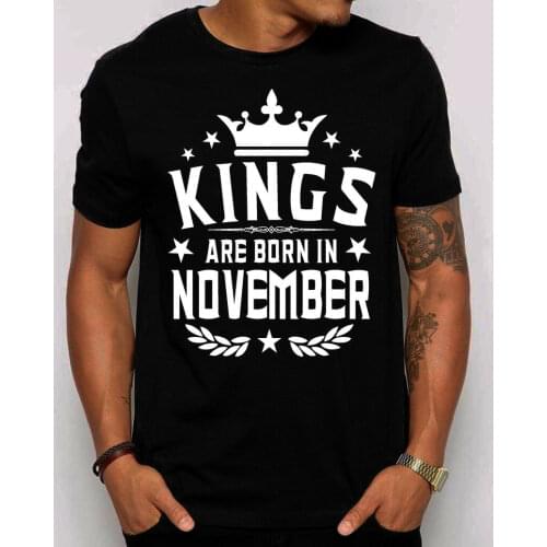 Kings Are Born In November MenS T-Shirt S-4Xl Best Birthday Gift For Him High Quality MenS Cotton Clothing Ringer T Shirt