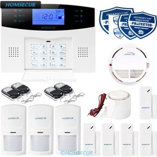 HOMSECUR Wireless&Wired 2G Burglar Intruder Alarm System with Smoke Sensor