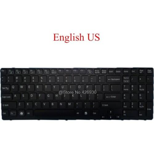Laptop Keyboard For SONY For VAIO SVE15 Series English US black with frame/gray frame new
