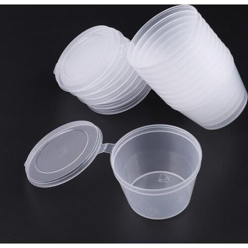 50pcs Disposable Plastic Takeaway Sauce Cup Containers Food Box With Hinged Lids Small Pigment Paint Box Palette Reusable