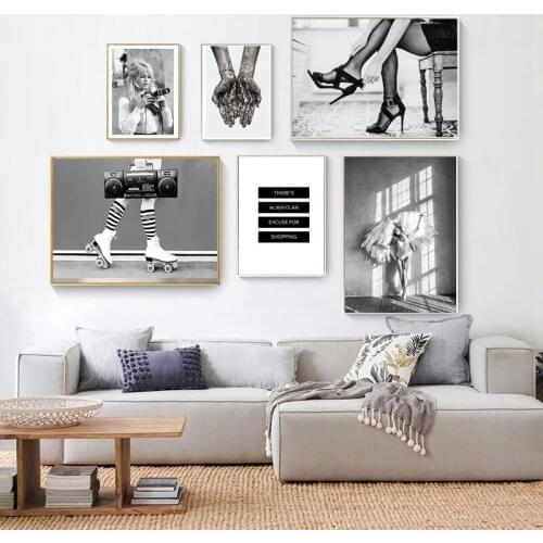 Minimalist Radio Camera Black And White Art Poster Fashion Sexy Movie Girl Canvas Print Painting Modern Living Room Wall Decor