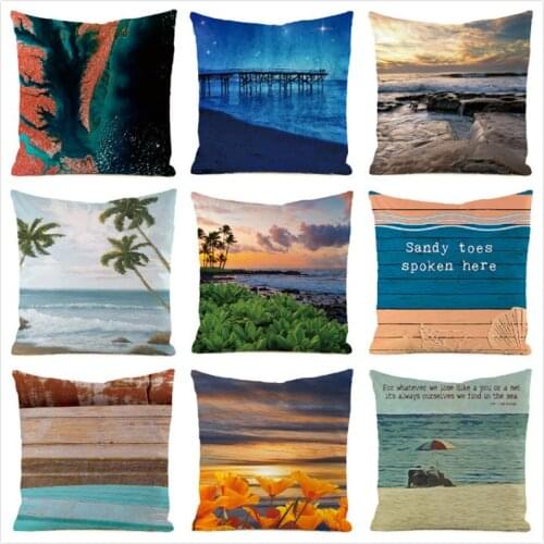 45cm*45cm **Shore** Inimitated Silk Fabric Throw Pillow Covers Couch Cushion Cover Home Decorative Pillows Pillow Case