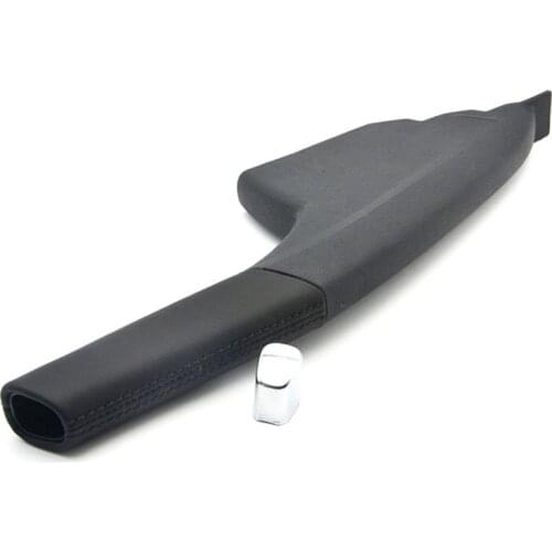 OEM Hand Brake Cover Parking Brake Switch Grips with Button Black Stitching for VW Polo Skoda Fabia Rapid