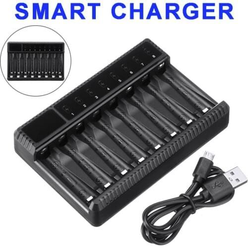 Pohiks 1pc 8 Slots AAA AA Battery Charger Quick Charging LED Light Smart Battery Chargers for 1.2V NI-MH aa aaa Chargers