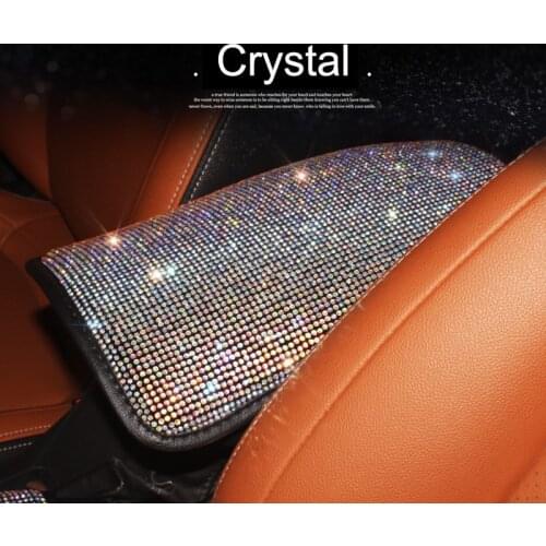 Colorful Rhinestone Crystal Car Armrest Pad Cover for Armrests Center Console Car Armrest Cushion Box Covers Women