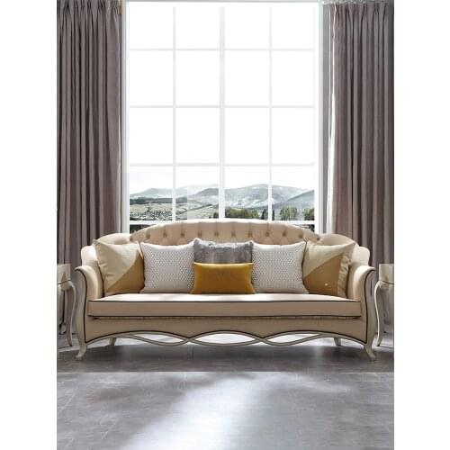 Baijiahui luxury sofa European leather solid wood sofa all solid wood leather art living room 123 combination sofa da36