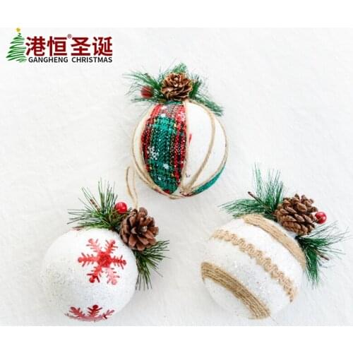 Christmas Decoration pendant foam ball 7.5cm white pineapple cotton hemp premium ball christmas ball decoration drop ball
