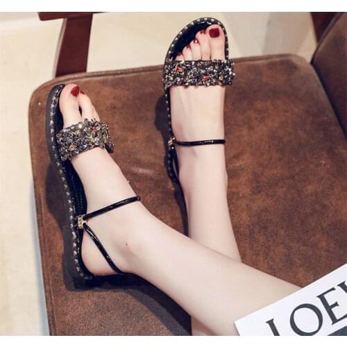 2021 New Women Casual Summer Sandals Flat Slippers Flip Flops Female Crystal Sandals Shoes Girls Comfortable Woman Footwear