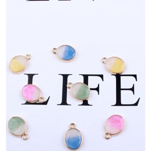 10PCS/Lot New Arrival Fashion Enamel Charms Ellipse Alloy Charms 10*14mm For Bracelet Necklace Pendant Charms