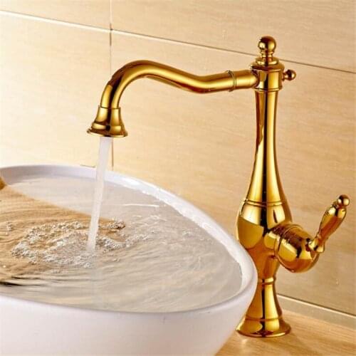 Gold/ Brushed Nickel/ORB Basin Sink Faucet Single Lever Hot Cold Water Tap Deck Mounted Brass Bathroom Mixers Single Hole Tap
