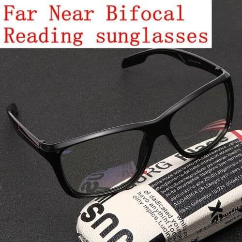 MINCL/ Transition Photochromic Bifocal Reading Sun Glasses Men Multifocal Presbyopia Square Sports Sunglasses Diopter 1.0 2.5 NX