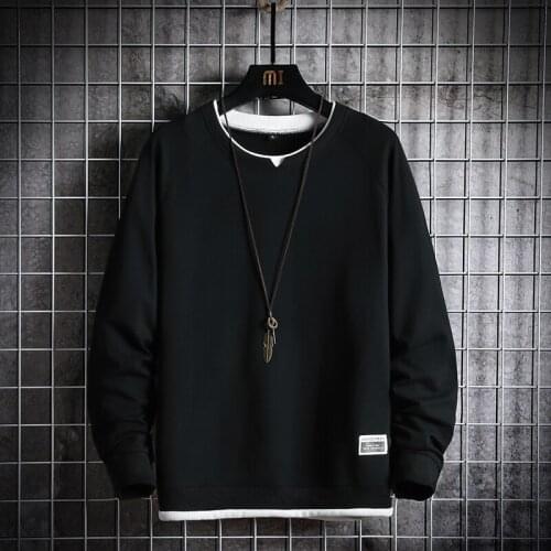 Spring Autumn Men Sweatshirt Casual Loose All-Match Round Neck Hip Hop Pullover Male Fashion Long Sleeve Sweatshirts Streetwear