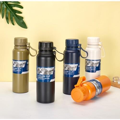 Howtelee 600/900ml Vacuum Flask Stainless Steel Cup With Rope Portable Car Bottle Insulated Travel Thermal Mug fitness bottle