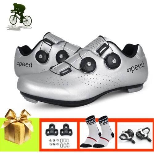 Cycling Shoes Men Women Breathable Ultralight Double Buckles Reflective MTB Road Bike Shoes Self-Locking Bicycle Sneakers