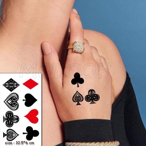 Waterproof Temporary Tattoo Stickers Playing Cards Peach Tattoo Small Size Tatto Flash Tatoo Fake Tattoos for Man Girl Women