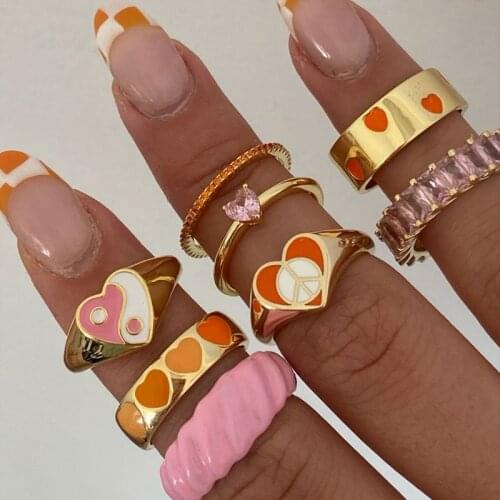 Resin Rings for Women Korean Y2K Personality Contrast Color Opening Adjustable Rings Finger Jewelry Gift Acrylic 2021 New Trendy